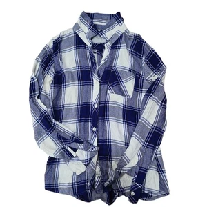 Rails Hunter kariertes weiß kobaltblaues Hemd Flanell Button Down Größe XS - Bild 1 von 7