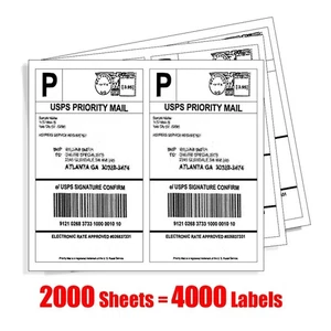 4000 Half Sheet Shipping Labels 8.5x5.5 Self Adhesive For USPS Paypal eBay DHL - Picture 1 of 5