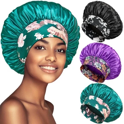 Paquete de 3 gorro de satén gorro de seda para dormir, gorros para dormir para mujer La... Foto 1 de 4