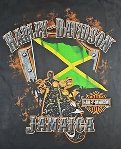 HARLEY DAVIDSON T Shirt JAMAICA FLAG Shield BIKER Palm Tree EXC. COND. ~LARGE~ - Picture 1 of 9