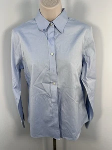 Lands End Womens Size 6 Shirt No Iron Pinpoint Oxford Blue Fitted button down - Picture 1 of 6