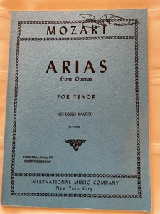 Mozart Arias from Operas for Tenor Volume 1 SC 1959 S Kagan International Music - Picture 1 of 9