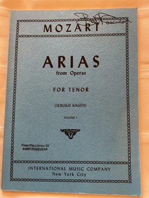 Mozart Arias de Óperas para Tenor Volumen 1 SC 1959 S Kagan Música Internacional Foto 1 de 4