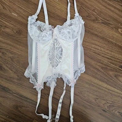 Emil Bole Coquette Lace Satin Bustier SZ M 80’s Y2k Corset Vtg With Garter Babyd - Image 1 of 4