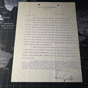 1908 Political Letter from the House of Representatives in Washington D.C. - Picture 1 of 5