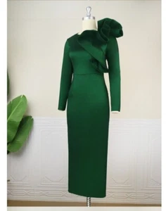 Girl Women Ruffle long Sleeve Formal Dresse Evening Party Cocktail Midi Dress - Picture 1 of 3