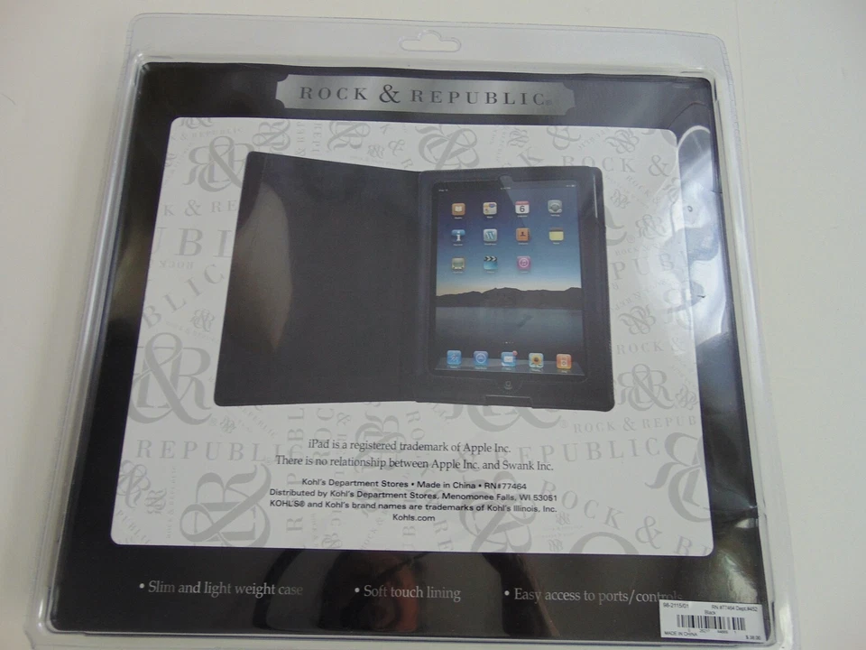 I PAD Cover ROCK & REPUBLIC Case Black Logo Engraved Slim Lightweight Soft Shell - Image 1 of 4