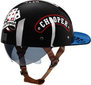 Vintage Motorcycle Helmet Baseball Cap Half Helmets with pull-down Lens DOT - Picture 1 of 31