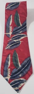 Van Heusen 417 - Men's Red w/Blue Green Floral Printed Silk Neck Tie 58"x4" - Picture 1 of 4