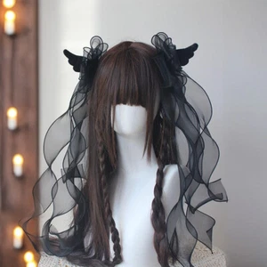 Pinza para el cabello gótica con lazo grande ala de ángel pasadores cintas para el cabello - Imagen 1 de 16