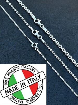 Real Solid 925 Sterling Silver Anchor Cable Chain Rolo Necklace 1mm - 3mm ITALY - Image 1 of 4