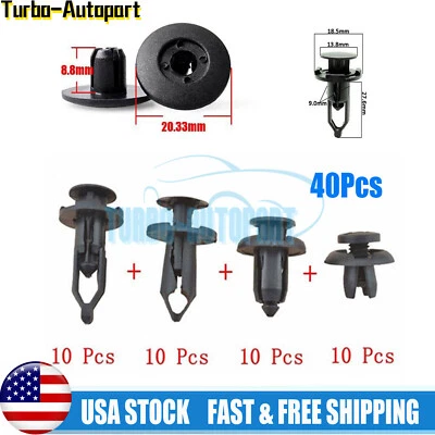 40X Clips Car Push Retainer Pin Body Durable Plastic Rivet Fastener Bumper Rivet - Image 1 of 4