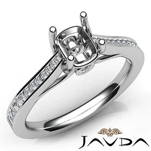 Cushion Diamond Channel Setting Engagement 14k White Gold Semi Mount Ring 0.20Ct - Picture 1 of 7