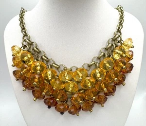 Chunky Statement Amber Acrylic Bead Necklace Bib 18 - 20 in - Picture 1 of 4