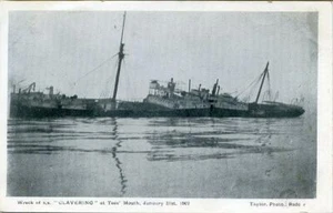 PRINTED POSTCARD OF THE WRECK OF SS CLAVERING AT TEES MOUTH, 31ST JAN, 1907 - Picture 1 of 2