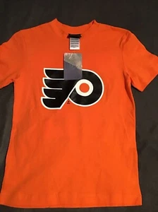 Simon Gagne Philadelphia Flyers #12 NHL Reebok Tee Orange T-Shirt Jersey Size 8 - Picture 1 of 5