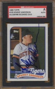 1989 DETROIT TIGERS signed SPARKY ANDERSON #193 - topps - AUTHENTICATED - Picture 1 of 1