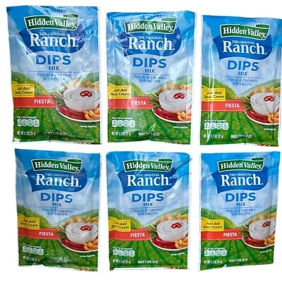 Hidden Valley Dips Mix, paquetes Fiesta Ranch de 1,1 OZ (paquete de 6)   Foto 1 de 3
