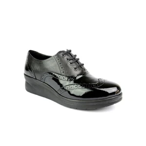 SCARPE CASUAL INGLESE DONNA RIPOSELLA CITY 75144 PELLE NERO ORIGINALE AI NEW - Picture 1 of 1
