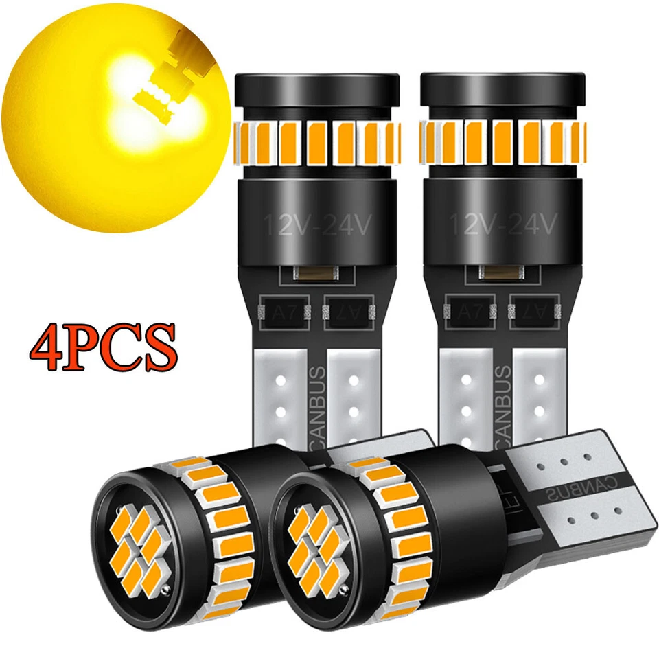 AUXITO 4x ERROR CANBUS W5W T10 501 LED SIDE LIGHT BULB 24 SMD - HID YELLOW
