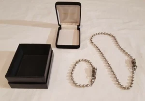 Dragon Head 8" Bracelet And 18" Necklace Set With Box Red Gemstone Eyes - Picture 1 of 3