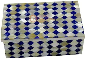 6"x4"x2" Marble Jewelry Custom Box Lapis Mop Mosaic Inaly Bonfire Night Gift Art - Picture 1 of 5
