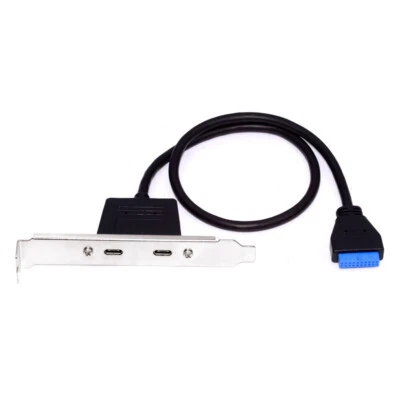 USB3.0 Motherboard 19/20Pin to USB-C Type-C Dual Ports PCI-E 5Gbps Panel Cable - Image 1 of 4