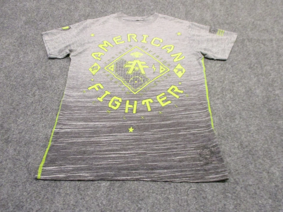Camisa American Fighter Para Hombre Pequeña Gris Manga Corta Gráfico Algodón Adulto Verde Foto 1 de 4
