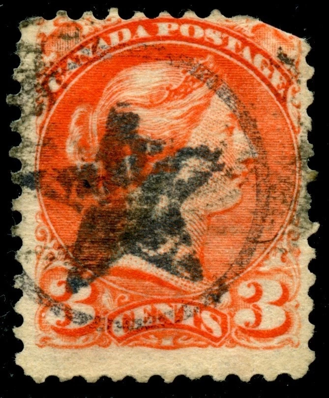 Canada 3c Small Queen with Fancy Star Cancel FORGERY - Star in Circle - Image 1 of 1