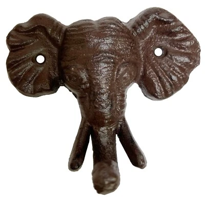 Elephant Wall Hook Cast Iron Key Coat Towel Hanger Cabin Lodge Antique Style - Image 1 of 4