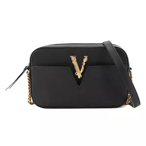VERSACE Virtus Bolso de Hombro Cuero Negro 1005969 Cartera 90268111 - Imagen 1 de 10