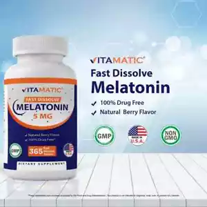 Melatonin 5 mg, 365 tablets, Vitamatic, One year supply, ENVÍO 48/72 HORAS - Foto 1 di 5