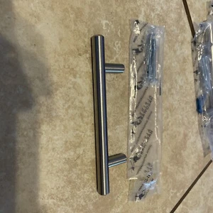 Round T Bar Pulls Door Cabinet Handles 6" New Stainless 7 piece - Picture 1 of 6