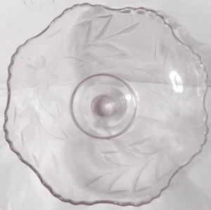 Etched Glass Candlestick Floral Arrangement Peg Insert Bobeche Topper Bowl 5 7/8 - Picture 1 of 9