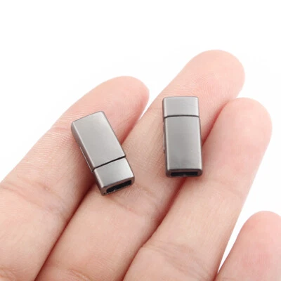 4Sets Gun Metal Magnetic Clasp fit 6*3mm Flat Leather Bracelet Necklace Making - Image 1 of 4