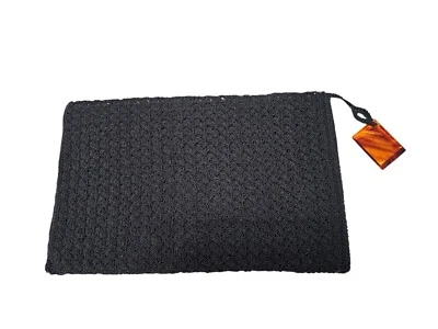 Bolso de Mano Vintage Negro Crochet con Lucite Pull M.E. Etiqueta de producto años 40 a 50 Foto 1 de 4