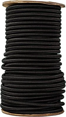 APCC 100' x 3/8" Shock Cord Elastic Stretch BUNGEE Truck Tarp Tie Down BLACK 100 ft