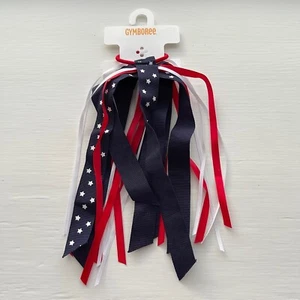 Gymboree Girls Red White and Blue Star Print Streamer Ponytail Holder Hair Tie - Picture 1 of 6