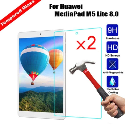 2x Tempered Glass Film Screen Protector For Huawei MediaPad M5 Lite C5 T5 Tablet - Image 1 of 4