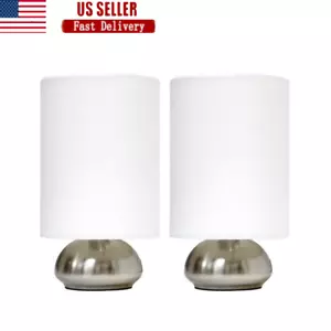 Mini Touch Lamp Pack Brushed Nickel Base Fabric Bedside 40W 4 Touch Setting New - Picture 1 of 3