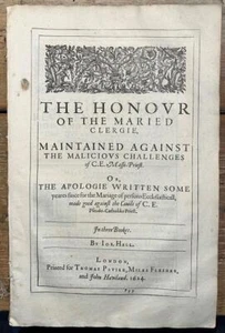 1624 Joseph Hall "Die Ehre des verheirateten Geistlichen...in drei Büchern" Theologie - Bild 1 von 18