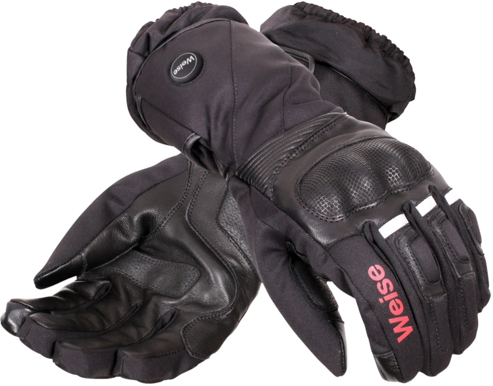 Weise Men's Black Ion Heated Waterproof Leather Textile Motorcycle Gloves New - Image 1 of 4