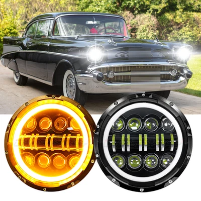 Faros LED redondos de haz alto/bajo FIT Plymouth duster 340 1970-1975 de 7" pulgadas nuevos Foto 1 de 4