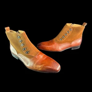 Carrucci Brown Calfskin Button Up Slip-On Boot Men’s Size 10D Style # KB524-12SC - Picture 1 of 17
