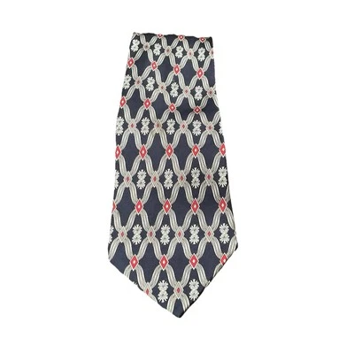 Corbata de seda CERRUTI CXIII azul rojo blanco diseño geométrico 3,75"x60” Foto 1 de 4