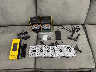 Ventiladores Corsair LL120 RGB Estuche Blanco (x6) + Commander Pro + Concentradores RGB! ¡PAQUETE! Foto 1 de 4