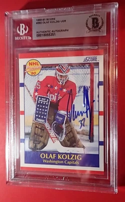 Olaf Kolzig 1990-91 Puntuación Beckett Losa Firmado Novato Auténtico Automático #2 Foto 1 de 2