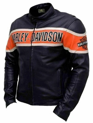 Men's Harley Davidson Victoria Lane Moto Gear Black Leather Jacket Biker Jacket - Image 1 of 3