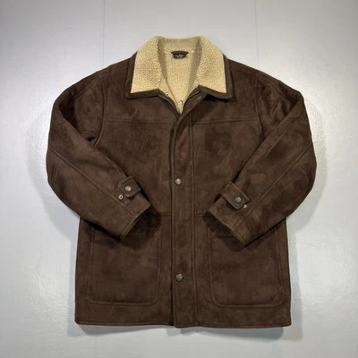 Vintage Weatherproof Faux Suede Sherpa-Lined Barn Jacket Men’s Medium Brown 90’s - Image 1 of 4