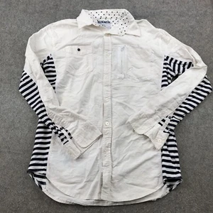 Staple Pigeon Shirt Men XL White Blue Solid Striped Short Sleeve Button Up - Picture 1 of 11